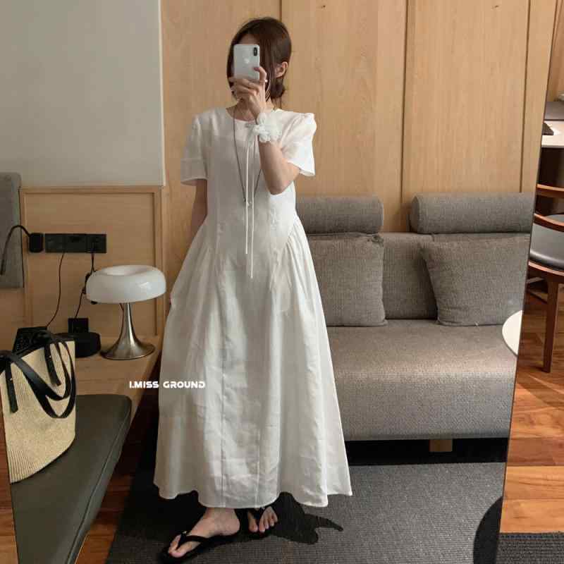 Rakuten - レディース ワンピース リネン 麻 パフスリーブ ロング丈 フレンチスタイル 韓国ファッション デザイン性 上品 高見え 大人可愛い きれいめ デート お出かけ 夏 ナチュラル