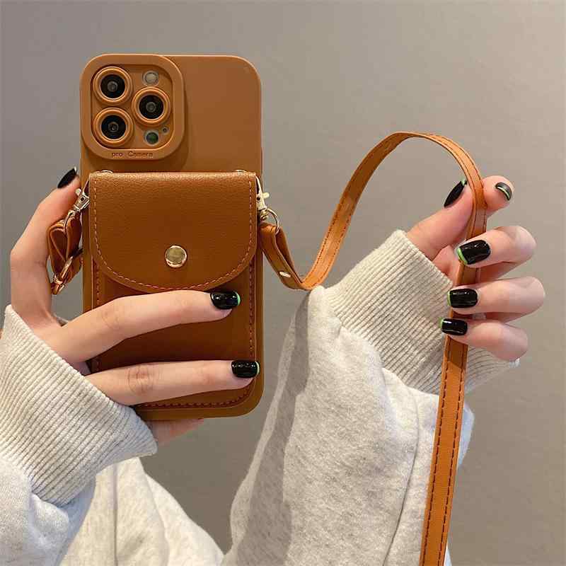 Chains - レディース メンズ iPhone13ProMax iPhone12 スマホケース iPhoneケース ショルダー ストラップ付き 背面カード収納 斜め掛け 肩掛け 耐衝撃 落下防止 カードポケット付き スマホカバー おしゃれ かわいい シンプル 便利
