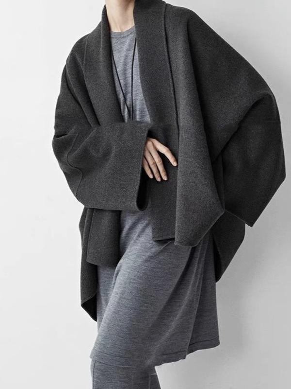 レディース ポンチョ コート ケープ コート シルク カシミヤ ウール リバー仕立て ダブルフェイス 上品 高級感 高見え ゆったり きれい..