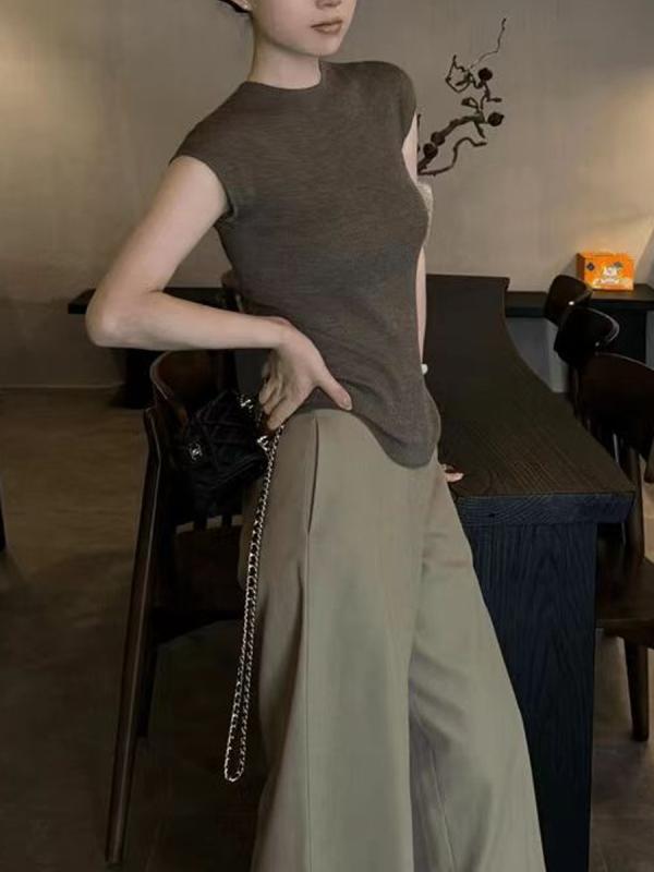 レディース セットアップ 上下セット ワイドパンツ 接触冷感 トップス ゆったり 夏 上品 高見え きれいめ 体型カバー 小柄な方向け カ..