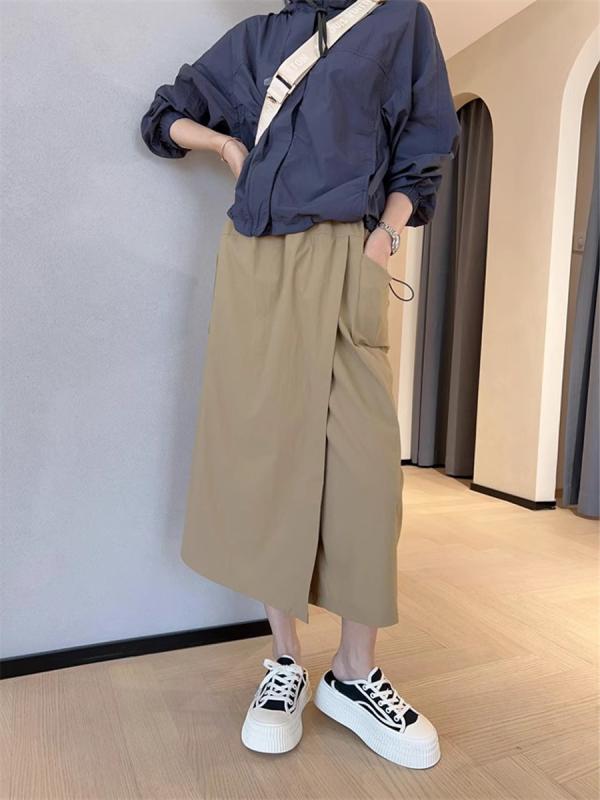 Rakuten - レディース キュロットスカート カーゴ Aライン ミモレ丈 接触冷感 通気性 アウトドア 動きやすい 快適 カジュアル スタイルアップ 涼しい 夏