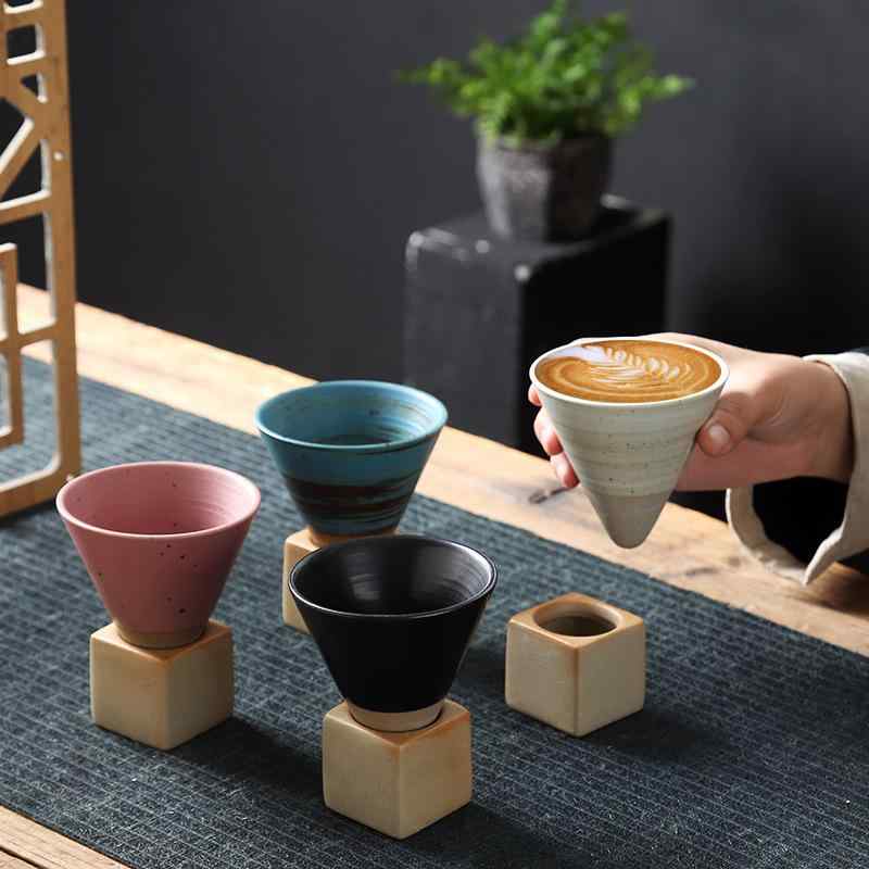 コーヒーカップ ティーカップ エスプレッソカップ 陶器 セラミック ソーサー付き スタンド付き レトロ ヴィンテージ風 アンティーク調 モダン おしゃれ 個性的 高見え 普段使い 来客用 ギフト プレゼント