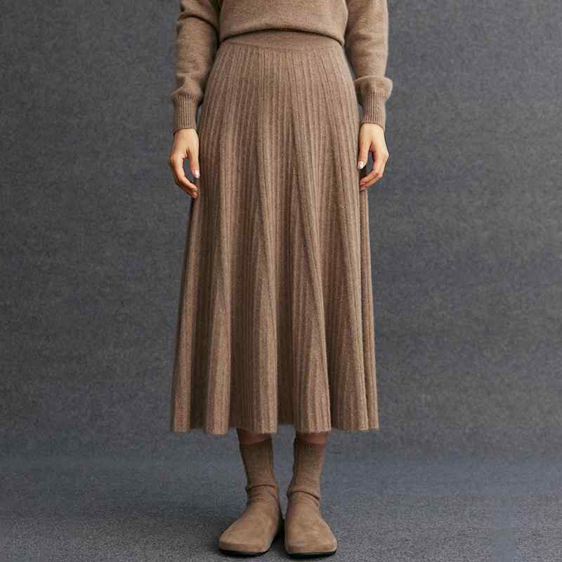レディース スカート カシミヤ プリーツスカート ロング丈 フレア Aライン ハイウエスト 細見え 体型カバー 上品 高見え きれいめ カジュアル 通勤 オフィス 大人可愛い 着痩せ 秋冬
