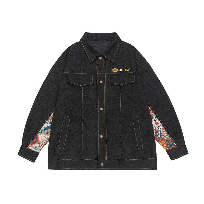 メンズ 男女兼用 ジャケット アウター エスニック 切り替え アメカジ レトロ ヴィンテージ風 大きいサイズ ビッグシルエット オーバー..