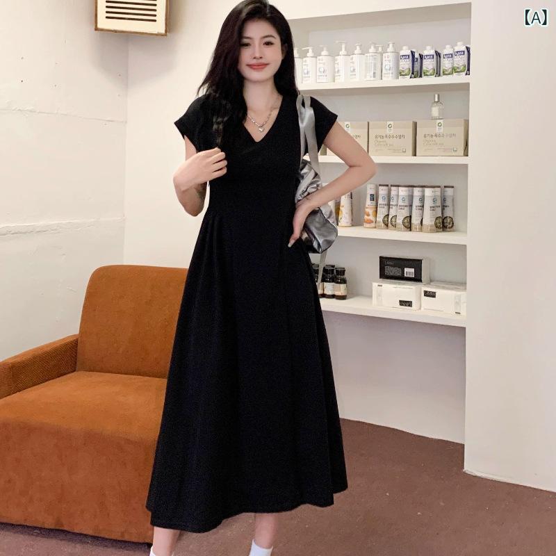 レディース ワンピース ロングワンピース Vネック ロング丈 無地 シンプル ウエス...