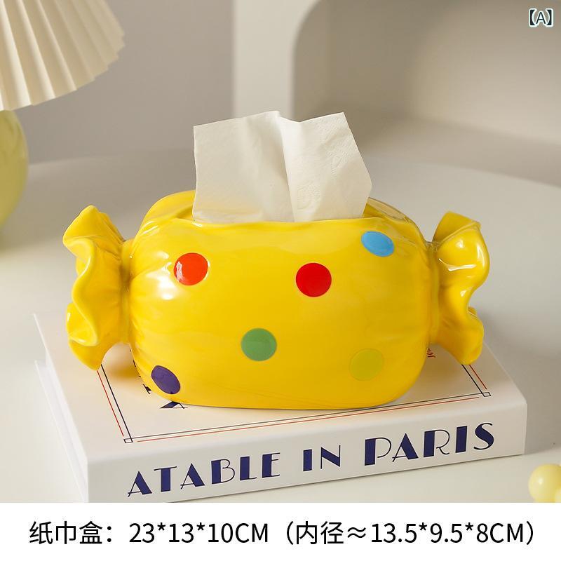 ティッシュケース 陶器 キャンディ型 おしゃれ 高級感 セラミック インテリア 収納 ティッシュボックス 卓上 リビング ダイニング オブジェクト モダン 北欧風 上品 かわいい 小物入れ 置物 雑貨 装飾 2
