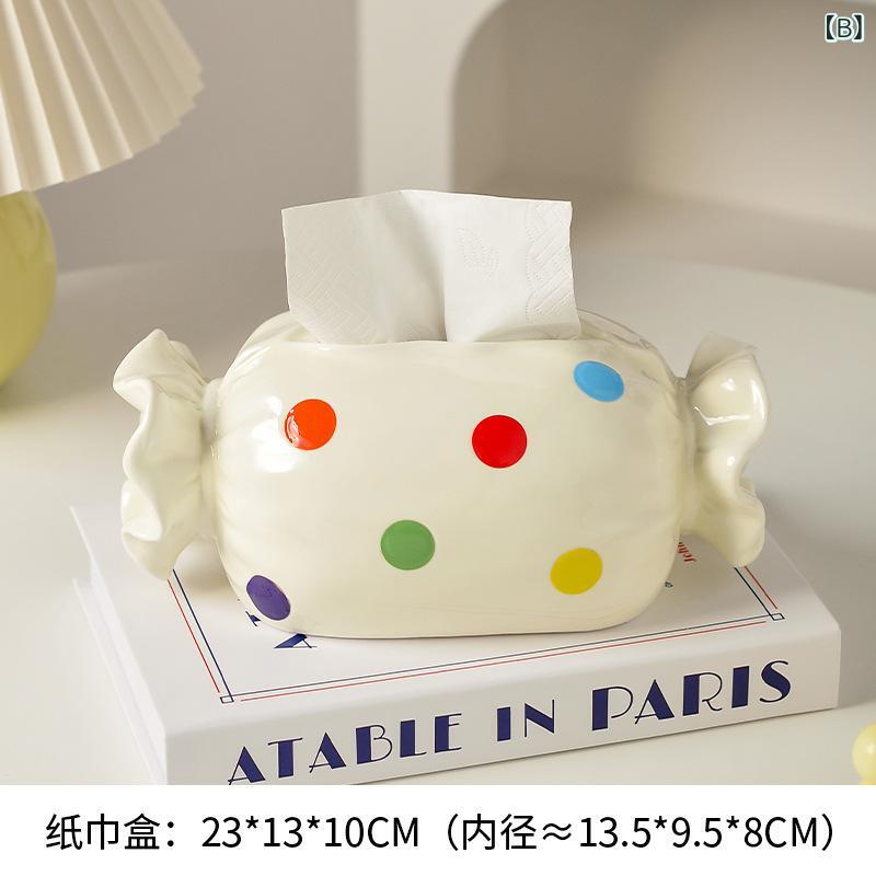 ティッシュケース 陶器 キャンディ型 おしゃれ 高級感 セラミック インテリア 収納 ティッシュボックス 卓上 リビング ダイニング オブジェクト モダン 北欧風 上品 かわいい 小物入れ 置物 雑貨 装飾 3