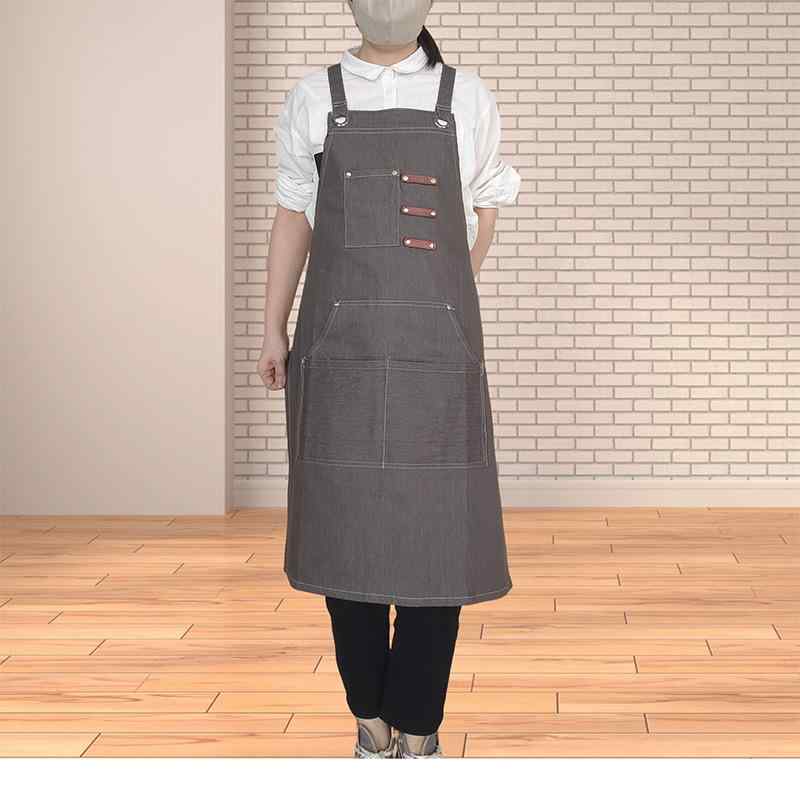 男女兼用 エプロン デニム 大きいサイズ 作業用 おしゃれ 高見え シンプル カフェ 飲食店 料理 ネイルサロン 花屋 喫茶店 美容師 ガーデニング 無地 前掛け 丈夫(x2)