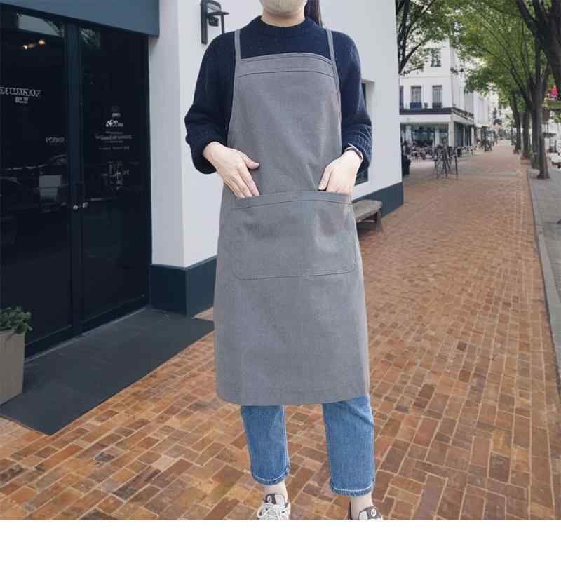 Rakuten - 男女兼用 エプロン ワークエプロン 汚れにくい 韓国風 おしゃれ カフェ レストラン 飲食店 接客 料理用 花屋 美術 習い事 作業用 シンプル 無地 高見え 丈夫 動きやすい カジュアル(x10)