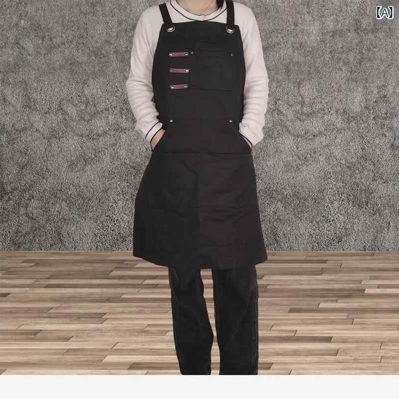 くらしのセロネの男女兼用 エプロン キッチン 撥水 防汚 シンプル ブラック カフェ風 ワークエプロン 調節可能 長さ調整 料理 家事 掃除 飲食店 家庭用 汚れにくい 丈夫 ガーデニング(x10)｜アングル2
