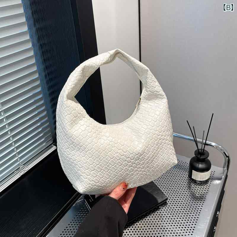 くらしのセロネのレディース バッグ ハンドバッグ ハーフムーンバッグ ホーボーバッグ 編み込み イントレチャート ワンショルダー 肩掛け ミニバッグ 高見え 上品 きれいめ カジュアル 大人可愛い トレンド デイリー｜アングル3