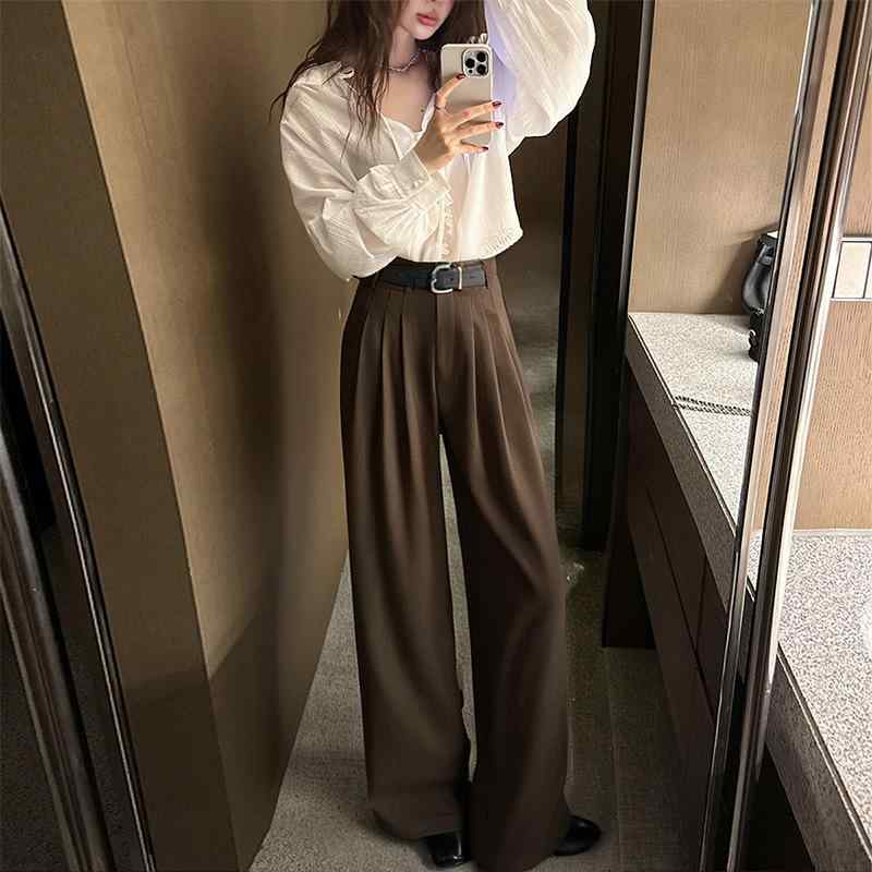 レディース ワイドパンツ ハイウエスト タック 落ち感 ストレートパンツ スラックス 低身長 小柄 細見え 脚長効果 体型カバー カジュアル きれいめ オフィス 上品 春 夏