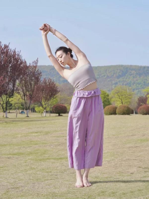 レディース ワイドパンツ ヨガパンツ 綿100% 夏用 薄手 無地 ストレート ゆったり ウエストゴム 細見え ナチュラル カジュアル 楽ちん 着痩せ 体型カバー 大きいサイズ 5色展開