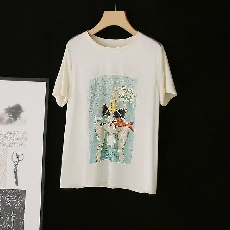 レディース Tシャツ 半袖 シルク 綿 切り替え クルーネック プリント ストレート 吸汗 通気性 快適 楽ちん 高見え 上品 きれいめ カジュアル トップス 春夏