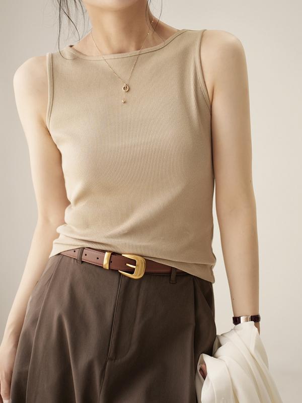 レディース タンクトップ キャミソール ホルターネック ボートネック レーサーバック リブ 綿100% ノースリーブ トップス インナー 細見え スタイルアップ 楽ちん 普段使い シンプル 無地 春夏