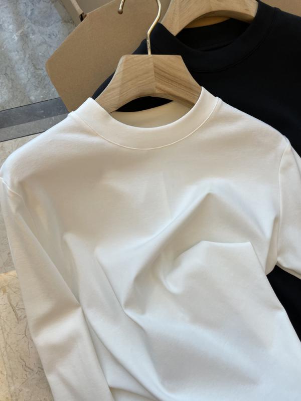 レディース Tシャツ 長袖 クルーネック ピマコットン 無地 シンプル バックシーム 上品 肌触り 高見え 大人カジュアル トップス カットソー 柔らかい 春 秋 冬