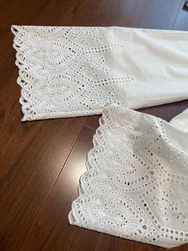 レディース ワイドパンツ ハイウエスト カジュアルパンツ カットワーク刺繍 ドローストリング アンクル丈 8分丈 楽ちん 涼しい 清涼感 履き心地抜群 体型カバー 脚長効果 春夏