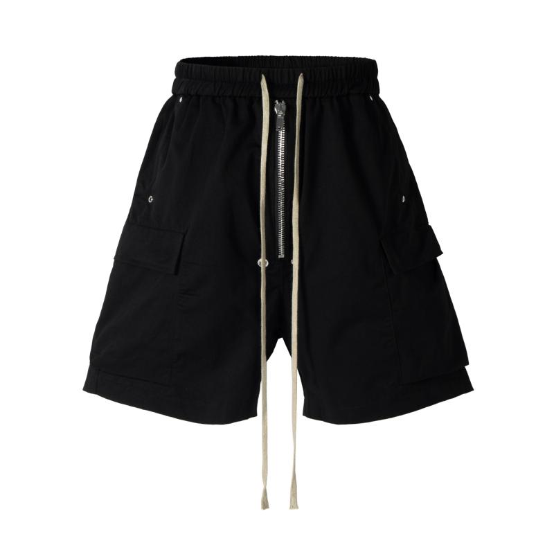 メンズ ハーフパンツ カーゴパンツ ワイドパンツ モード系 ストレート 多ポケット ウエストゴム ドローストリング 5分丈 膝丈 トレンド..