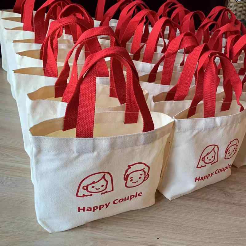 結婚式 ギフトバッグ トートバッグ 手提げ袋 帆布 キャンバス ウェディング プチギフト用 婚礼 披露宴 お菓子入れ ラッピング用品 二次会 贈り物 プレゼント 上品 シンプル 丈夫 縁起物 お配り用 雑貨 布袋