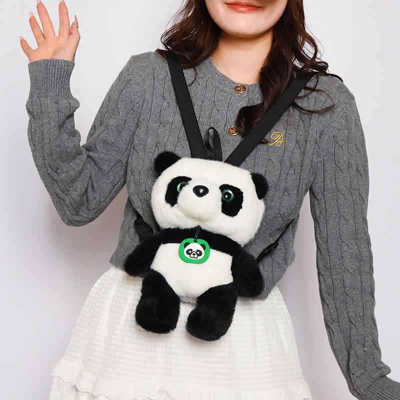 キッズ リュック ショルダーバッグ パンダ ぬいぐるみ もこもこ ポシェット 小銭入れ スマホポーチ コインケース ミニバッグ アニマル キャラクター かわいい 癒やし系 お出かけ 普段使い プレゼント 通園