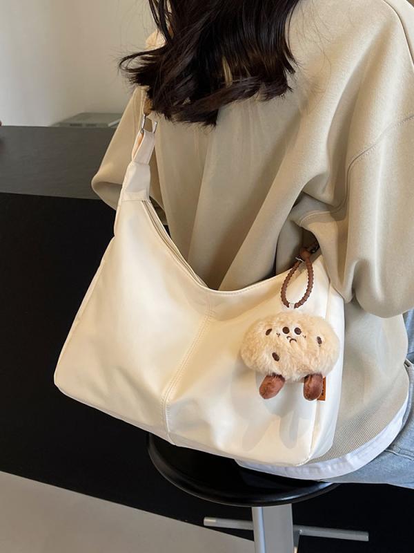 レディース ショルダーバッグ 大容量 キャンバス ハーフムーンバッグ 2WAY 斜めがけ 肩掛け 高見え 上品 きれいめ 通勤 通学 カジュアル シンプル A4サイズ対応 春夏