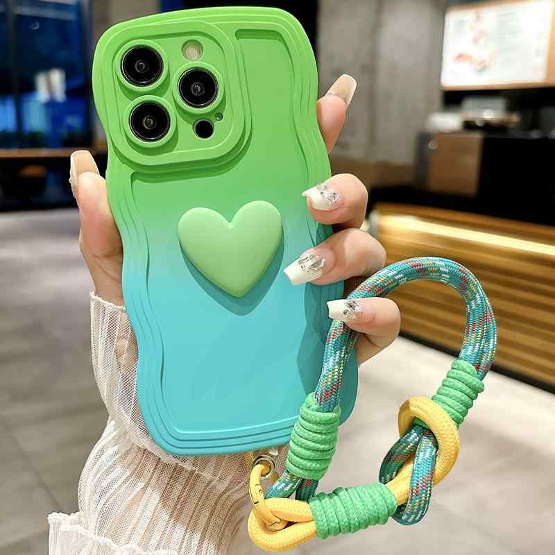 Chains - レディース スマホケース スマートフォンケース 17 16 15 Pro 14 13 12 11 7 対応 ストラップ付き ショルダーストラップ ハート グラデーション 個性的 大人可愛い トレンド 普段使い