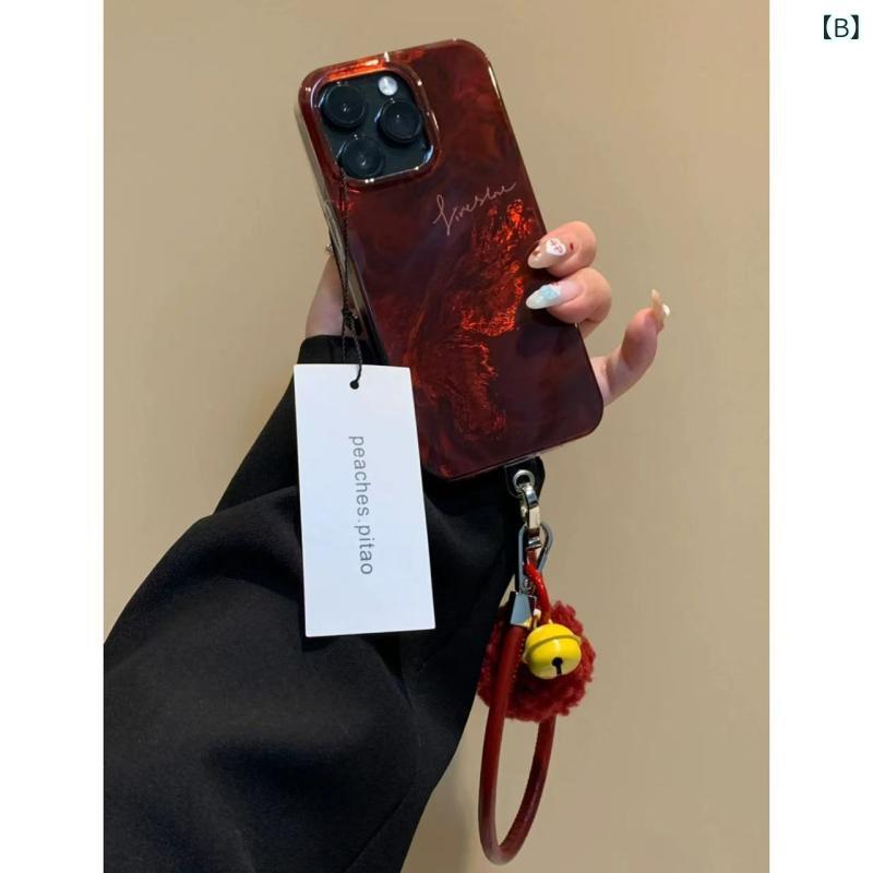 iPhoneケース スマホケース ストラップ付き ショルダー iPhone16ProMax iPhone15 iPhone14 iPhone13 対応 上品 高見え 大人可愛い おしゃれ レトロレッド 赤 グラデーション ニュアンス ぼかし