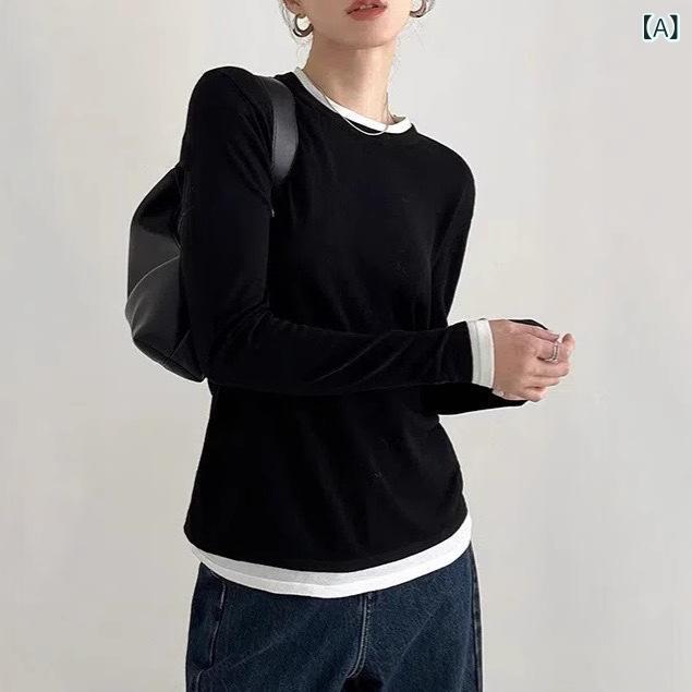 くらしのセロネのレディース ニット トップス カシミヤ混 フェイクレイヤード 重ね着風 細見え インナー 上品 高見え きれいめ オフィスカジュアル 通勤 暖かい 柔らかい 大人可愛い 秋冬｜アングル2