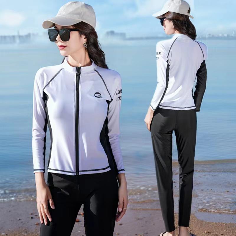 レディース 水着 ラッシュガード セパレート 3点セット 長袖 UVカット 日焼け防止 露出控えめ 体型カバー フィットネス スポーツ 動き..