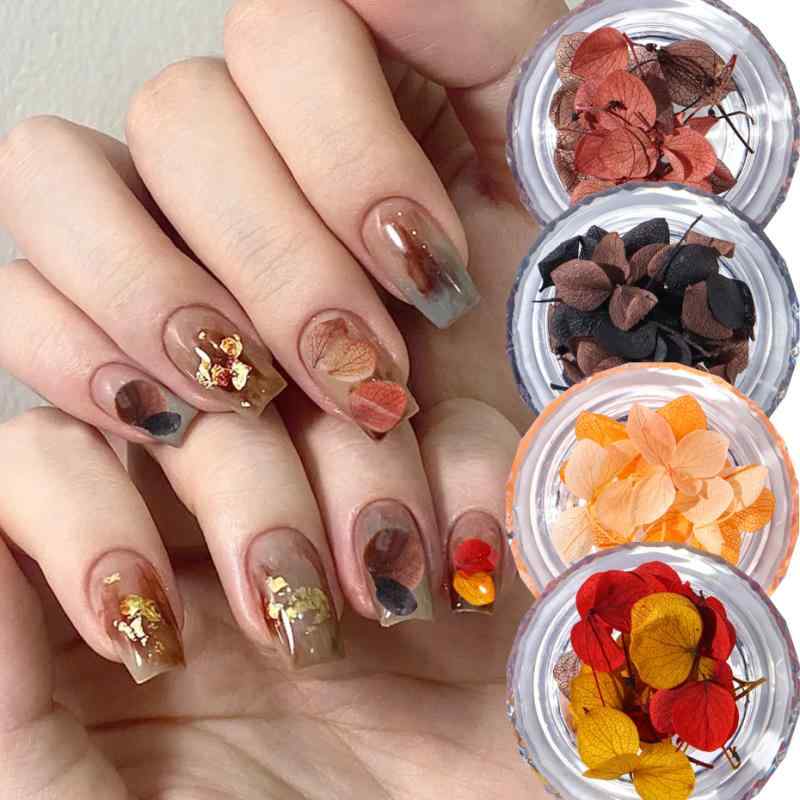 ネイルパーツ 押し花 ドライフラワー セット 秋カラー ブラウン系 テラコッタ 本物 プリザーブドフラワー ネイルアート セルフネイル ジェルネイル レジン デコパーツ 封入 上品 きれいめ トレンド 秋 冬