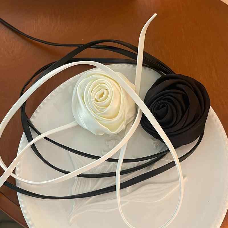 Rakuten - レディース ネックレス チョーカー カメリア サテン リボン フラワー モチーフ フレンチスタイル レトロ リゾート 大人可愛い 上品 個性的 華奢 高見え きれいめ アクセサリー 春夏