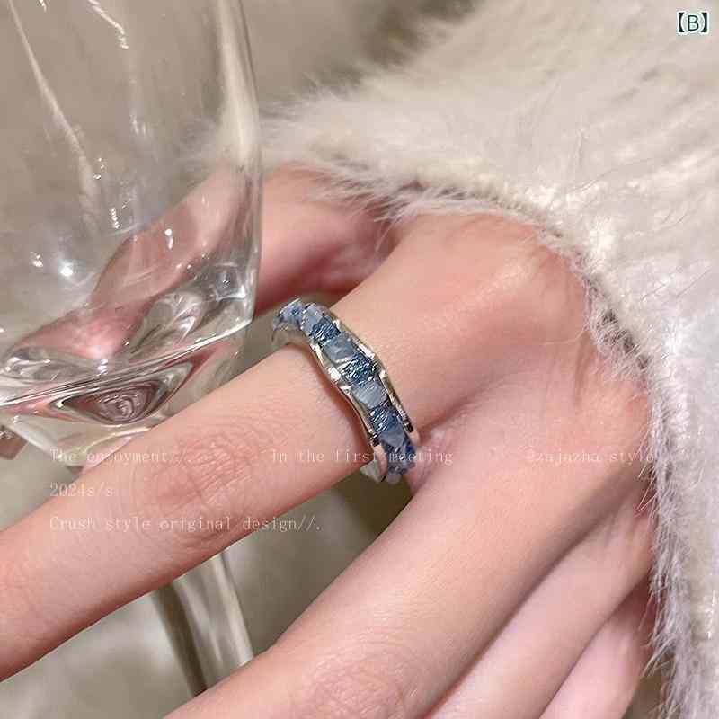 レディース リング 雪の結晶 ブルー ジルコニア フリーサイズ オープンリング 人差し指 アクセサリー 上品 高見え 華奢 普段使い 大人可愛い シンプル プレゼント celone-10218689 くらしのセロネ サンプル画像3
