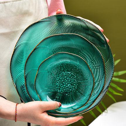 フルーツボウル ガラス ゴールドリム 大サイズ 北欧風 おしゃれ 食器 プレート 果物皿 お菓子皿 小物入れ ドライフルーツ インテリア モダン リビング 卓上 キッチン雑貨 高級感 きれいめ 普段使い 高見え クリア ゴールド