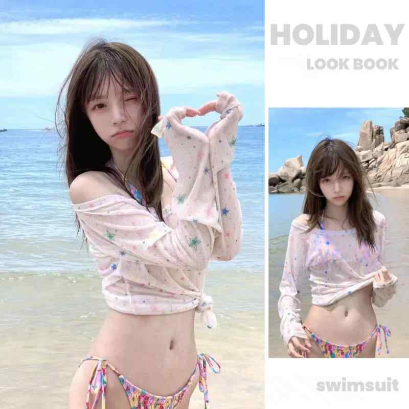 レディース 水着 ビキニ 小花柄 長袖 ラッシュガード セット UVカット 日焼け対策 ...