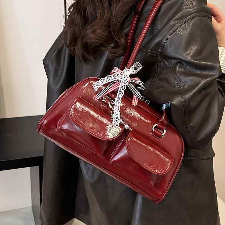 レディース ショルダーバッグ 大容量 レトロ マラードカラー 通勤バッグ シンプル 肩掛け 高見え 上品 きれいめ オフィス カジュアル 万能 春夏