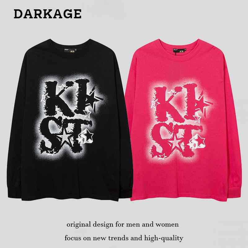 质地, 布 - 男女兼用 Tシャツ 長袖 ゆったり ロゴプリント 英字 ストリート カジュアル 普段使い ペア お揃い 着回し トップス 秋 冬 春 インナー カットソー オーバーサイズ ビッグシルエット クルーネック