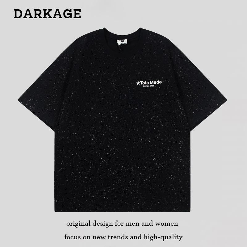 Other - 男女兼用 Tシャツ 半袖 綿100% ゆったり プリント 英字 ロゴ 星柄 ストリート アメリカンスタイル オーバーサイズ ペアルック カップル お揃い カジュアル トレンド 春 夏