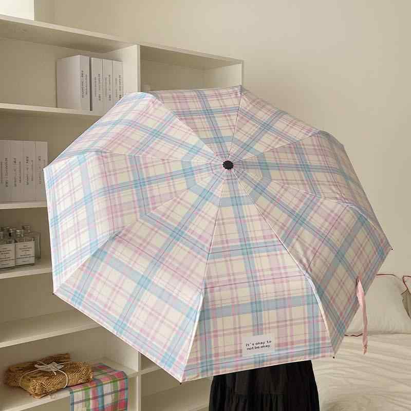 レディース 折りたたみ傘 日傘 晴雨兼用 自動開閉 ワンタッチ UVカット 紫外線対策 遮光 チェック柄 韓国風 トレンド 大人可愛い おしゃれ 通勤 通学 普段使い 持ち運び 軽量 コンパクト 春夏