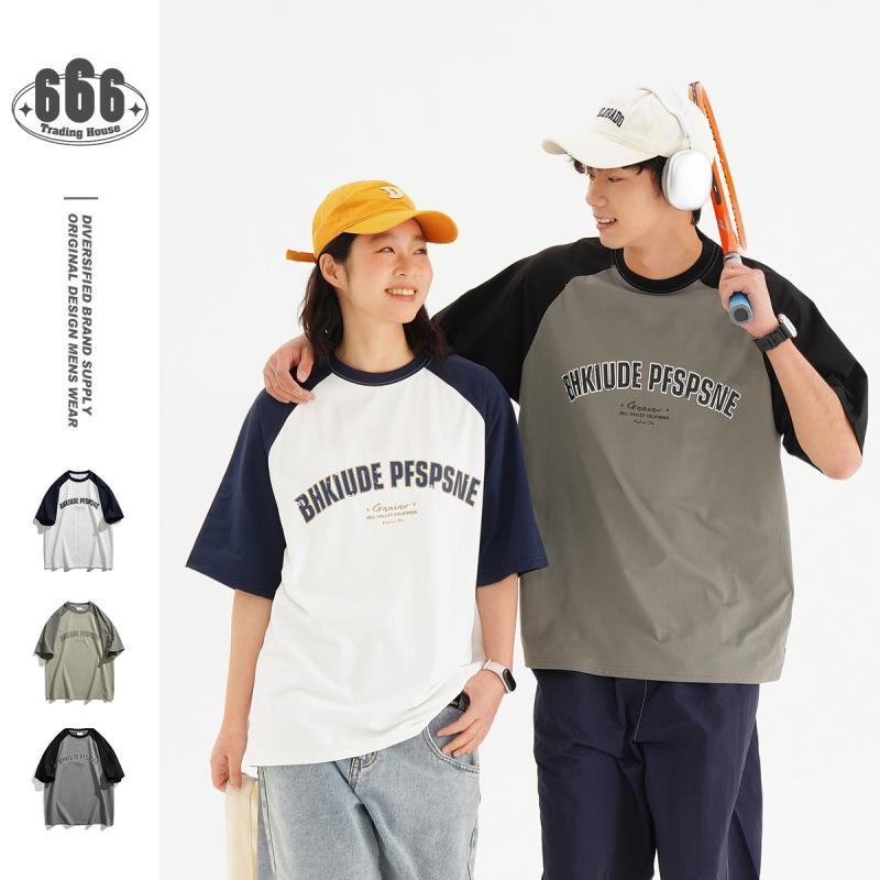 乐天商城 - 男女兼用 Tシャツ 半袖 ラグラン ラグランスリーブ アメカジ レトロ ヴィンテージ風 ゆったり オーバーサイズ ビッグシルエット トップス カジュアル トレンド 動きやすい 普段使い 通学 学生 春 夏