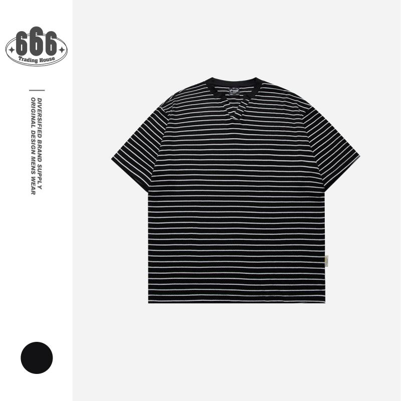 メンズ Tシャツ 半袖 Vネック ストライプ ゆったり ビッグシルエット レトロ ストリート ヴィンテージ カジュアル 普段使い トレンド 夏 カットソー トップス