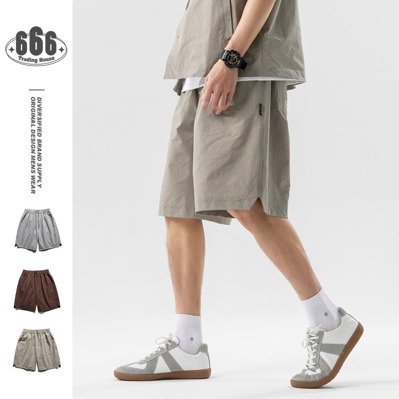 メンズ ショートパンツ ハーフパンツ カーゴパンツ シアサッカー素材 ゆったり ワイドシルエット レトロ ヴィンテージ風 5分丈 膝丈 カジュアル 涼しい 通気性 動きやすい 普段使い 夏