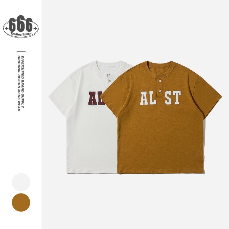 メンズ Tシャツ 半袖 ヘンリーネック 無地 アメカジ アメリカンレトロ ヴィンテージ風 カジュアル シンプル 着回し抜群 夏服 トップス ティーシャツ おしゃれ かっこいい デイリー