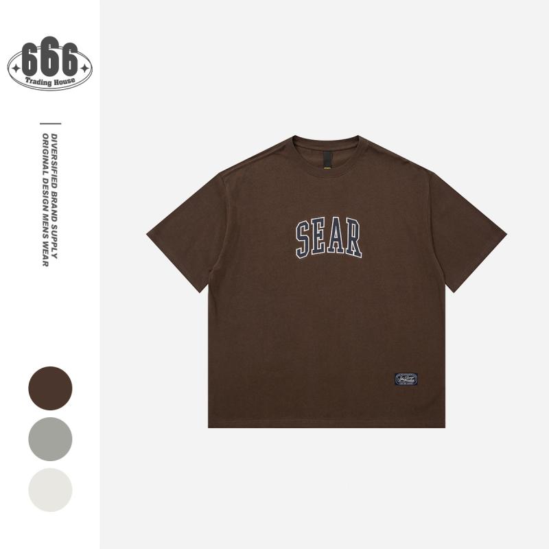 メンズ Tシャツ 半袖 ヘビーウェイト 300g 厚手 綿100% 刺繍 ゆったり ストリート アメカジ カレッジ風 インナー カジュアル 普段使い トレンド おしゃれ 春 夏