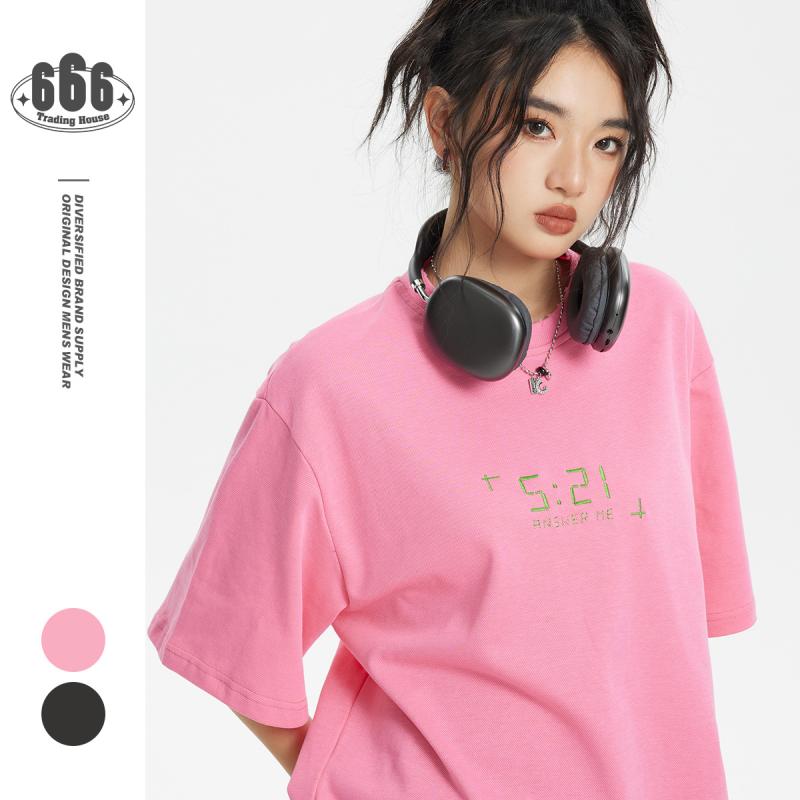 男女兼用 Tシャツ 半袖 クルーネック 刺繍 ヴィンテージ加工 ストリート系 アメカ...