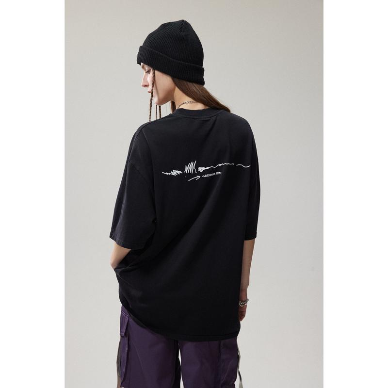 Rakuten - 男女兼用 Tシャツ 半袖 綿100% クルーネック ゆったり オーバーサイズ ストリート系 アメリカンスタイル ビッグシルエット カジュアル トップス ティーシャツ 楽ちん 普段使い 春夏