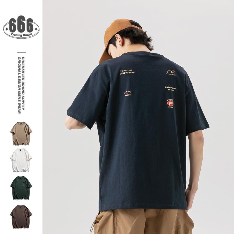 メンズ Tシャツ 半袖 ゆったり クルーネック プリント レトロ アウトドア ヴィンテ...