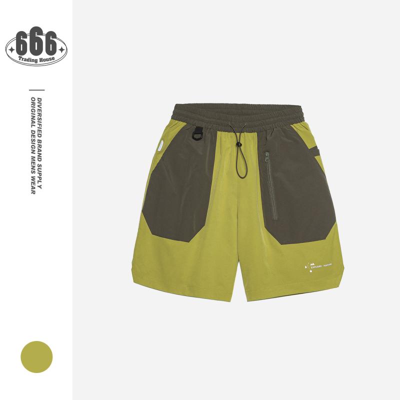 メンズ ショートパンツ ハーフパンツ アウトドア 5分丈 テックウェア 切り替え バイカラー レトロ 配色 ミリタリー カジュアル 膝丈 動きやすい トレンド 春夏 ボトムス
