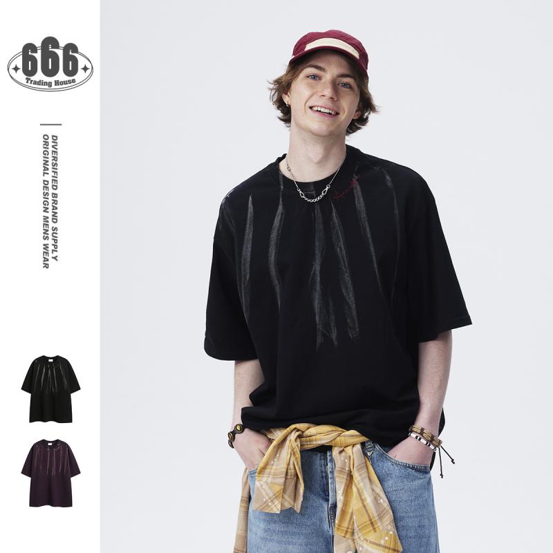 男女兼用 Tシャツ トップス 綿100% クルーネック 半袖 ヴィンテージ風 ウォッシュ加工 オーバーサイズ ゆったり カジュアル トレンド 普段使い 着回し 夏服 おしゃれ ティーシャツ