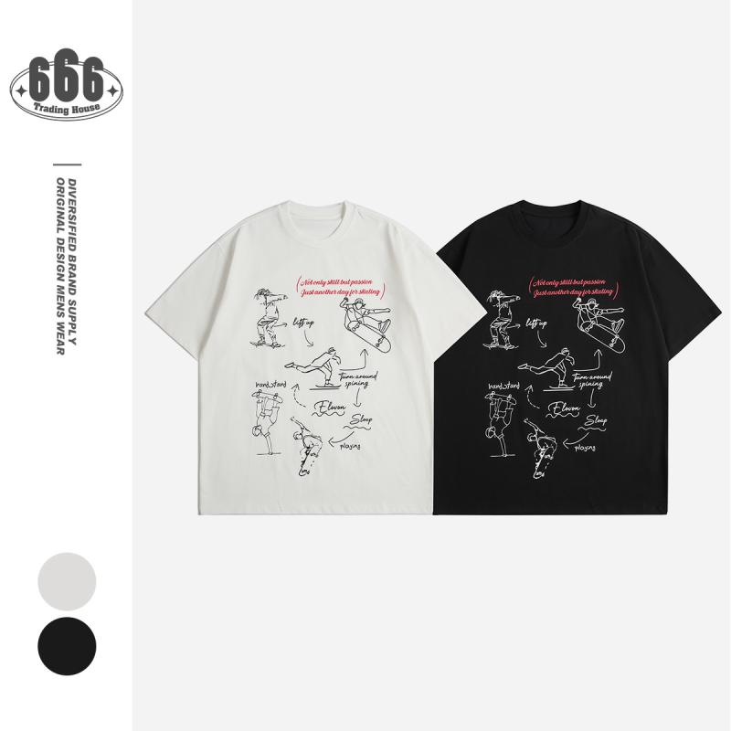 男女兼用 Tシャツ ストリート系 半袖 グラフィック プリント スケーター アメカジ オーバーサイズ ゆったり ビッグシルエット クルーネック トレンド カジュアル 着回し 夏物