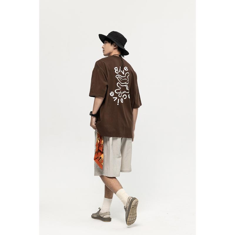 男女兼用 Tシャツ 半袖 ゆったり アメカジ レトロ カレッジ風 ストリート オーバーサイズ ビッグシルエット クルーネック トップス カジュアル 着回し 普段使い 春 夏